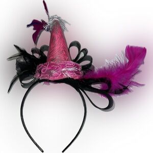 💥Pink Feather Mini Party Hat Headband Feathers  Women Accessories Ribbon